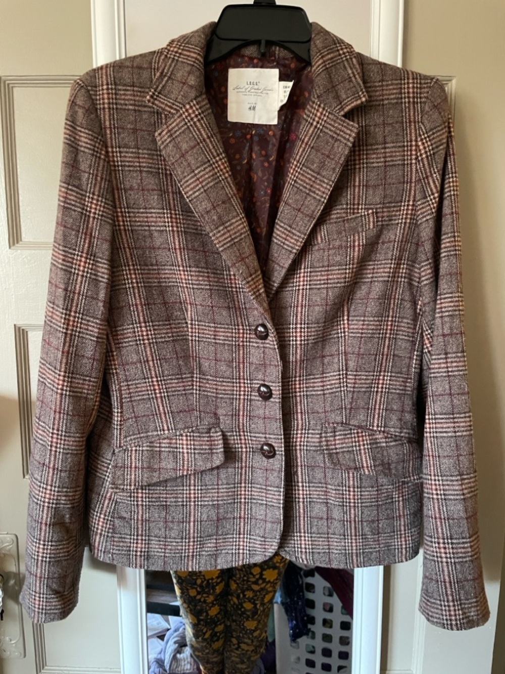 H&M Women's Brown Plaid Blazer Jacket